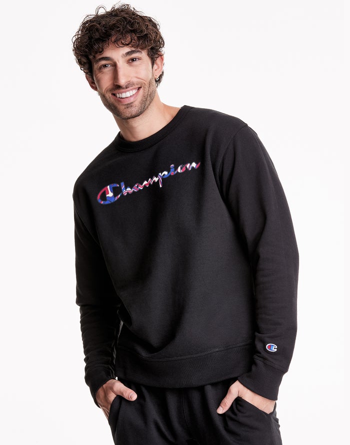 Sudadera Champion Hombre - Powerblend Fleece Crew Liquid Filled Script Logo ( Negras ) 6042715-ME